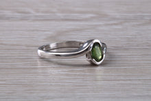 Load image into Gallery viewer, Oval cut Green Sapphire Crossover Ring