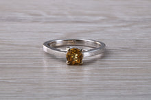 Load image into Gallery viewer, Half carat Yellow Sapphire set White Gold Solitaire