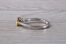 Load image into Gallery viewer, Half carat Yellow Sapphire set White Gold Solitaire