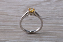 Load image into Gallery viewer, Half carat Yellow Sapphire set White Gold Solitaire