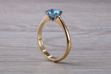 Load image into Gallery viewer, One carat Swiss Blue Topaz set Gold Ring