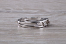 Load image into Gallery viewer, Three Diamond Crossover set White Gold Ring