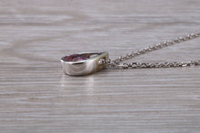 Load image into Gallery viewer, Half carat Round Cut Pink Topaz set White Gold Necklace