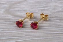 Load image into Gallery viewer, Stunning 1 carat Ruby Solitaire set 18ct Yellow Gold Earrings