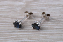 Load image into Gallery viewer, One carat Blue Sapphire Stud Earrings
