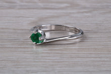 Load image into Gallery viewer, Half carat Round cut Emerald set Twist Solitaire