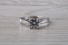 Load image into Gallery viewer, Platinum Bridal set, One carat Moissanite Diamond solitaire with natural Diamond set wedding band, Top Forever One grade Moissanite