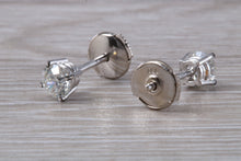 Load image into Gallery viewer, One carat Moissanite Diamond Solitaire set Platinum Stud Earrings