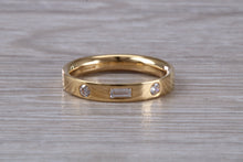 Load image into Gallery viewer, Baguette and Round cut Diamond set 18ct Yellow Gold Ring