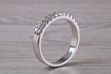 Load image into Gallery viewer, Two Row Half Circle set Diamond Wedding Band