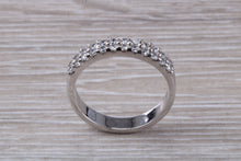 Load image into Gallery viewer, Two Row Half Circle set Diamond Wedding Band