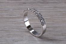 Load image into Gallery viewer, Two Row Half Circle set Diamond Wedding Band