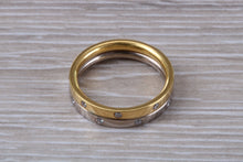 Load image into Gallery viewer, 5 mm Wide Two Tone Gold Circle Diamond set Band