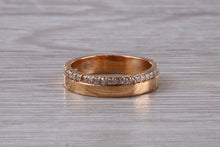 Load image into Gallery viewer, Rose Gold Band off set with Round Diamonds