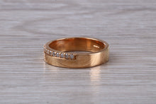 Load image into Gallery viewer, Rose Gold Band off set with Round Diamonds