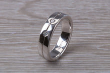 Load image into Gallery viewer, Heavy and Chunky 6 mm wide Wedding Band set with Three Diamonds