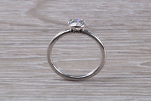 Load image into Gallery viewer, Dainty One carat Moissanite Diamond Platinum Solitaire