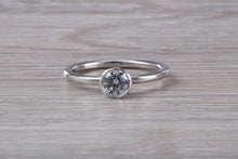 Load image into Gallery viewer, Dainty One carat Moissanite Diamond Platinum Solitaire