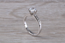 Load image into Gallery viewer, Beautiful Platinum Moissanite and Natural Diamond set Engagement Ring