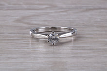 Load image into Gallery viewer, Minimalistic Petite and Simple Diamond set Platinum Solitaire