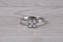Load image into Gallery viewer, Princess cut One carat Moissanite Diamond set Platinum Solitaire