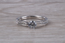 Load image into Gallery viewer, Petite Twist Shank Diamond Engagement Ring