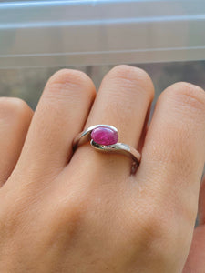 1.25 carat Oval Cabochon cut Ruby set White Gold Ring