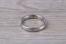Load image into Gallery viewer, 3 mm Platinum Diamond set Band, six Diamonds spaced out all around Band