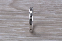Load image into Gallery viewer, 3 mm Platinum Diamond set Band, six Diamonds spaced out all around Band