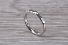 Load image into Gallery viewer, 3 mm Platinum Diamond set Band, six Diamonds spaced out all around Band