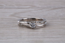 Load image into Gallery viewer, Twist Shank Shoulder Diamond set White Gold Ring