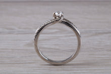 Load image into Gallery viewer, Twist Shank Shoulder Diamond set White Gold Ring