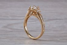 Load image into Gallery viewer, Art Deco Diamond Engagement Ring, Certified Diamond Complimented in 18ct Yellow Gold