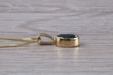 Load image into Gallery viewer, Swiss Blue Topaz set Yellow Gold Necklace