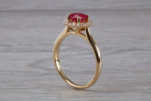 Load image into Gallery viewer, Stunning One carat Ruby and Halo set Diamond Ring