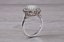 Load image into Gallery viewer, Art Deco Fiery Opal and White Sapphire set 18ct White Gold Ring