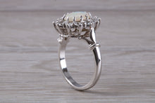 Load image into Gallery viewer, Art Deco Fiery Opal and White Sapphire set 18ct White Gold Ring