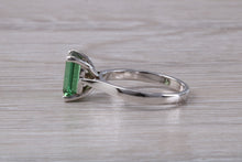 Load image into Gallery viewer, 1.50 carat Stunning Emerald Cut Green Tourmaline Ring