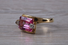 Load image into Gallery viewer, Pink Topaz and Diamond set Yellow Gold Ring