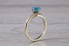 Load image into Gallery viewer, Blue Topaz and Diamond set White Gold Ring