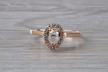 Load image into Gallery viewer, Teardrop cut Halo Diamond set 18ct Rose Gold Ring