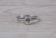 Load image into Gallery viewer, Emerald cut Diamond set Platinum Solitaire