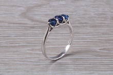 Load image into Gallery viewer, Sapphire set 18ct White Gold Trilogy Ring
