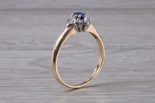 Load image into Gallery viewer, Petite Blue Sapphire and Diamond set Ring