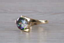Load image into Gallery viewer, Chunky Mystic Topaz and Diamond set Yellow Gold Ring