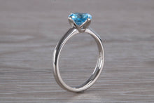 Load image into Gallery viewer, Tulip Flower 18ct White Gold Swiss Blue Topaz Ring