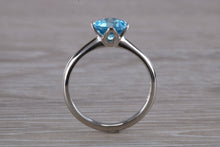 Load image into Gallery viewer, Tulip Flower 18ct White Gold Swiss Blue Topaz Ring