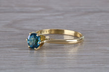 Load image into Gallery viewer, One carat London Blue Topaz set 18ct Yellow Gold Ring