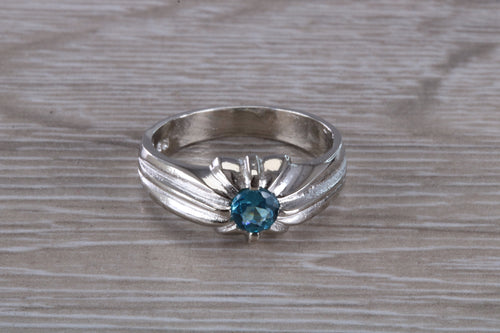 Gents Blue Topaz set Silver Ring