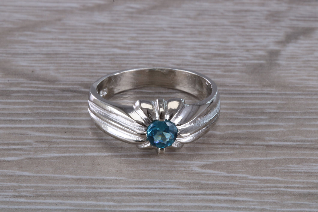 Gents Blue Topaz set Silver Ring